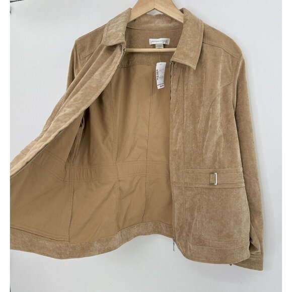 NWT Christopher & Banks Khaki Brown Corduroy Zip Blazer Jacket Sz L Preppy Ofc - Picture 4 of 11